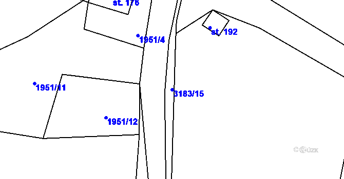 Parcela st. 3183/15 v KÚ Čížkrajice, Katastrální mapa