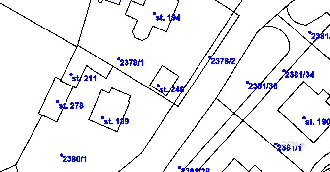 Parcela st. 240 v KÚ Čížkrajice, Katastrální mapa