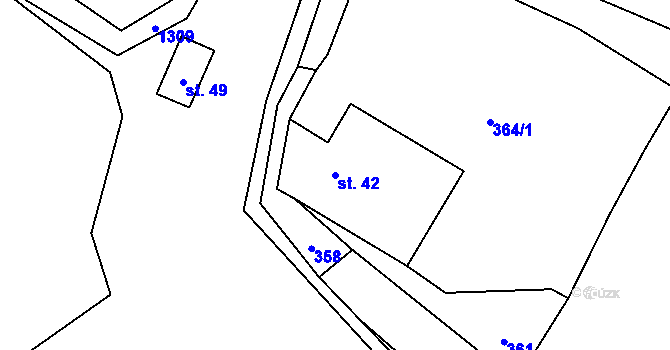 Parcela st. 42 v KÚ Mezilesí u Trhových Svinů, Katastrální mapa