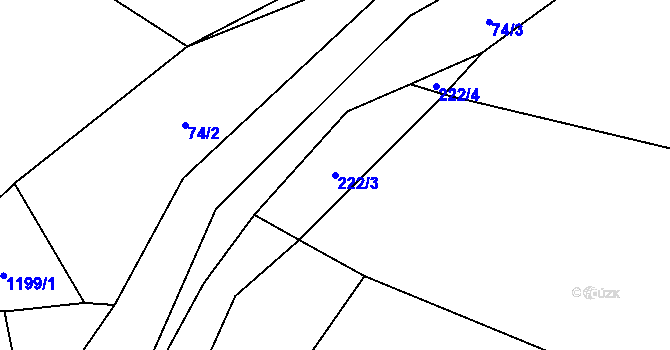 Parcela st. 222/3 v KÚ Mezilesí u Trhových Svinů, Katastrální mapa