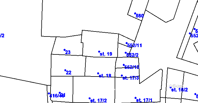 Parcela st. 19 v KÚ Bošovice u Čížové, Katastrální mapa