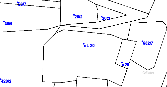 Parcela st. 20 v KÚ Bošovice u Čížové, Katastrální mapa