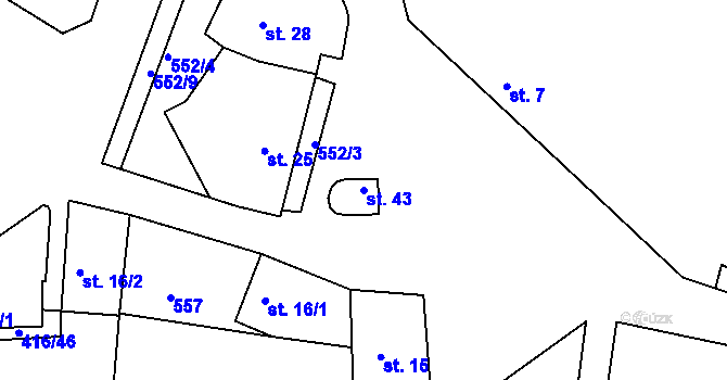 Parcela st. 43 v KÚ Bošovice u Čížové, Katastrální mapa