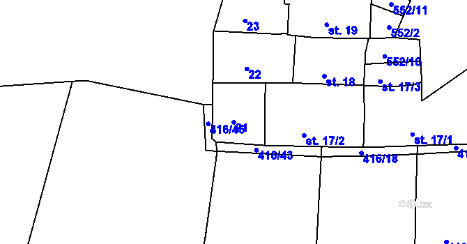 Parcela st. 21 v KÚ Bošovice u Čížové, Katastrální mapa