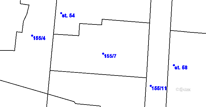 Parcela st. 155/7 v KÚ Bošovice u Čížové, Katastrální mapa