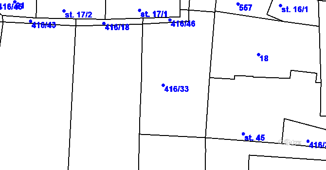 Parcela st. 416/33 v KÚ Bošovice u Čížové, Katastrální mapa