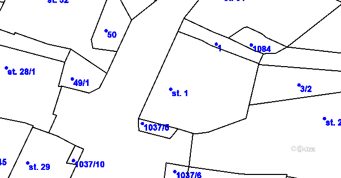 Parcela st. 1 v KÚ Krašovice u Čížové, Katastrální mapa