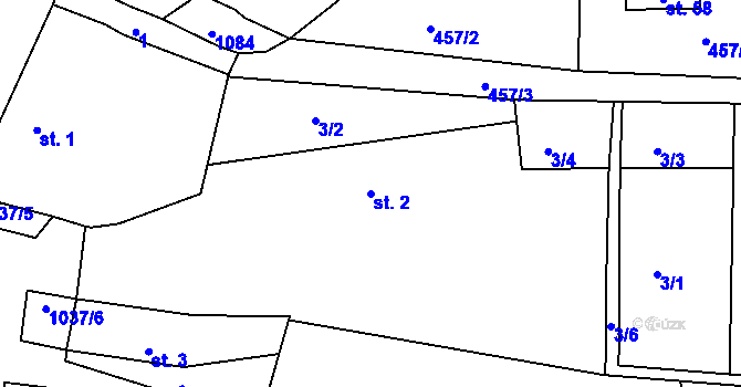 Parcela st. 2 v KÚ Krašovice u Čížové, Katastrální mapa