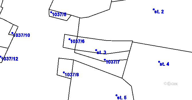 Parcela st. 3 v KÚ Krašovice u Čížové, Katastrální mapa