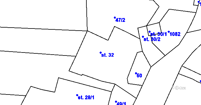 Parcela st. 32 v KÚ Krašovice u Čížové, Katastrální mapa