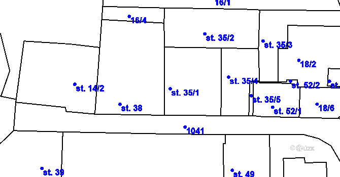 Parcela st. 35/1 v KÚ Krašovice u Čížové, Katastrální mapa