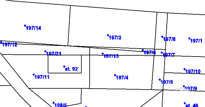 Parcela st. 197/13 v KÚ Krašovice u Čížové, Katastrální mapa
