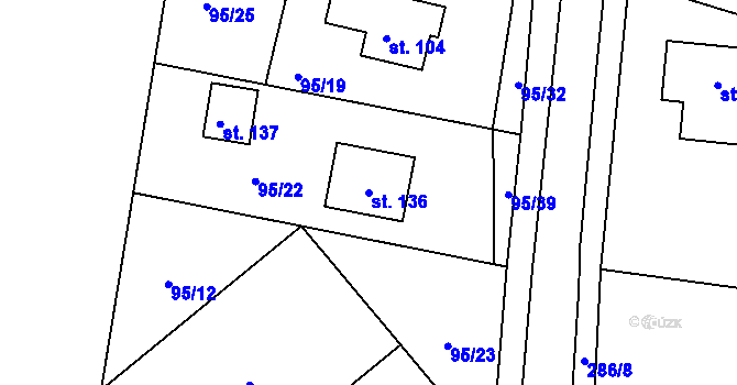 Parcela st. 136 v KÚ Nová Ves u Čížové, Katastrální mapa