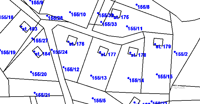 Parcela st. 177 v KÚ Nová Ves u Čížové, Katastrální mapa