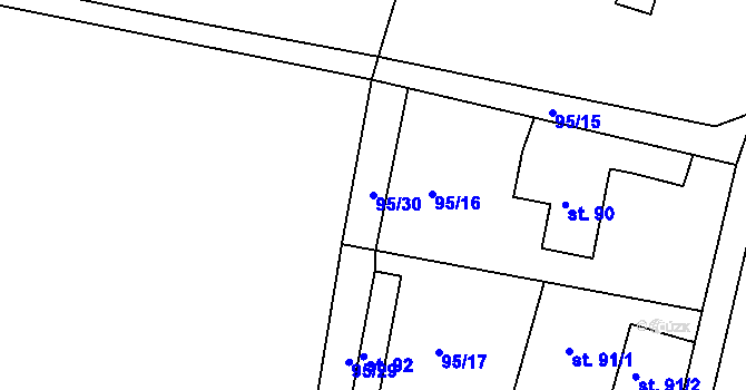 Parcela st. 95/30 v KÚ Nová Ves u Čížové, Katastrální mapa