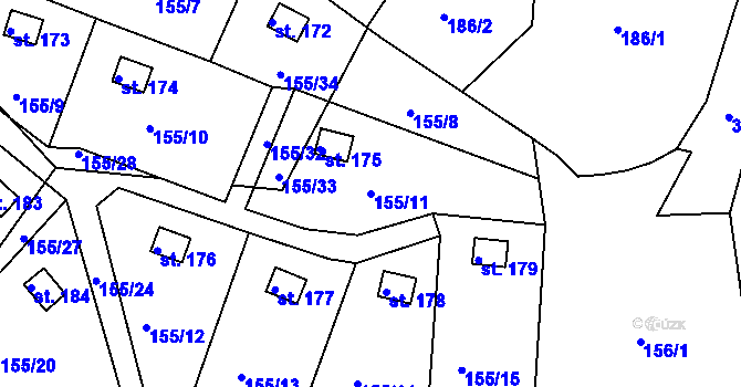 Parcela st. 155/11 v KÚ Nová Ves u Čížové, Katastrální mapa