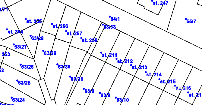 Parcela st. 211 v KÚ Nová Ves u Čížové, Katastrální mapa