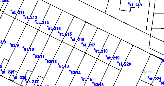 Parcela st. 217 v KÚ Nová Ves u Čížové, Katastrální mapa