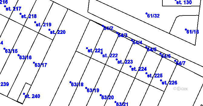 Parcela st. 222 v KÚ Nová Ves u Čížové, Katastrální mapa