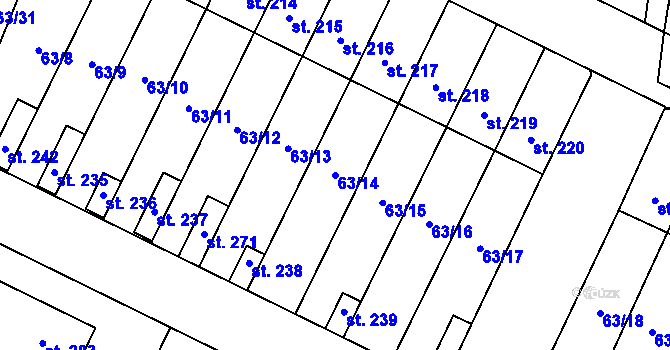 Parcela st. 63/14 v KÚ Nová Ves u Čížové, Katastrální mapa