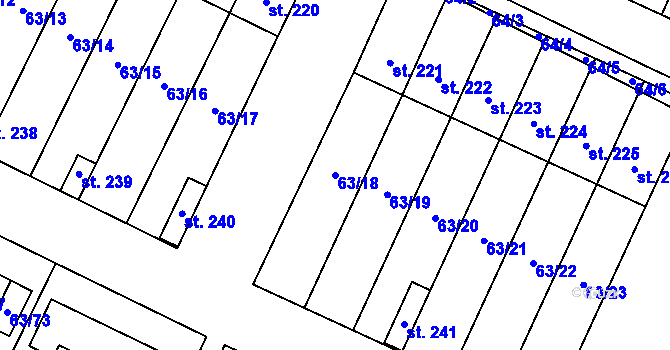 Parcela st. 63/18 v KÚ Nová Ves u Čížové, Katastrální mapa