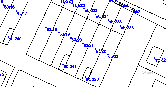 Parcela st. 63/21 v KÚ Nová Ves u Čížové, Katastrální mapa