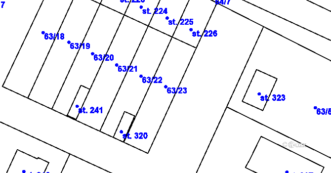 Parcela st. 63/23 v KÚ Nová Ves u Čížové, Katastrální mapa