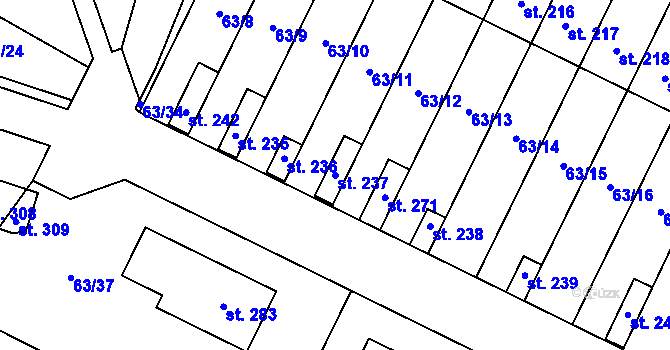 Parcela st. 237 v KÚ Nová Ves u Čížové, Katastrální mapa