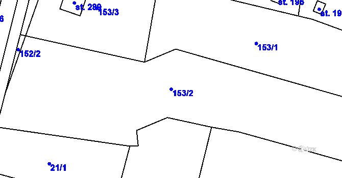 Parcela st. 153/2 v KÚ Nová Ves u Čížové, Katastrální mapa