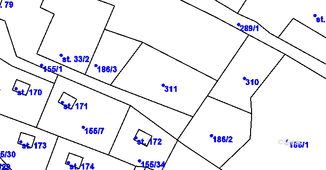 Parcela st. 311 v KÚ Nová Ves u Čížové, Katastrální mapa