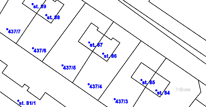 Parcela st. 86 v KÚ Zlivice, Katastrální mapa