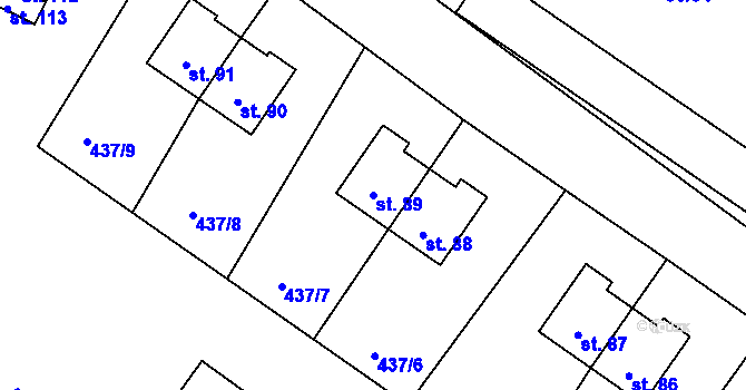 Parcela st. 89 v KÚ Zlivice, Katastrální mapa