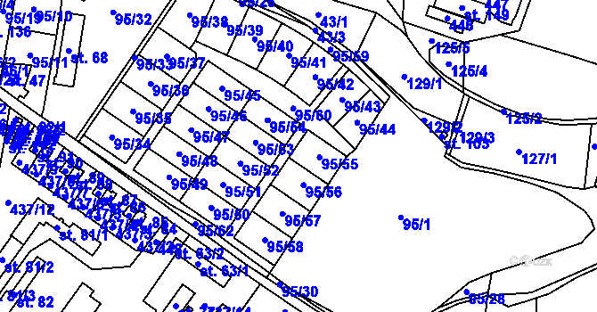 Parcela st. 95/1 v KÚ Zlivice, Katastrální mapa