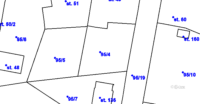 Parcela st. 95/4 v KÚ Zlivice, Katastrální mapa