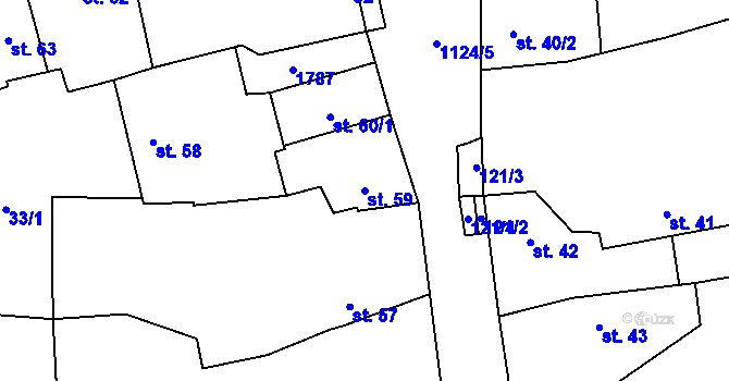 Parcela st. 59 v KÚ Čkyně, Katastrální mapa