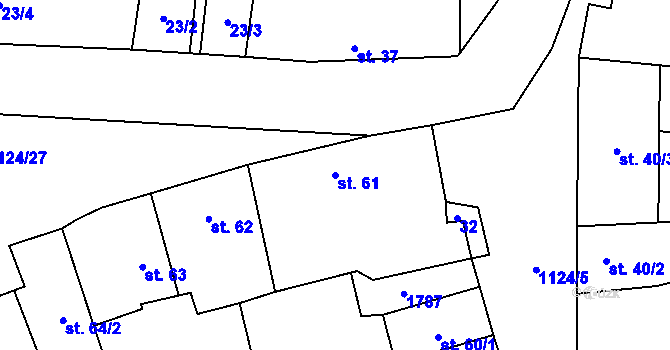 Parcela st. 61 v KÚ Čkyně, Katastrální mapa