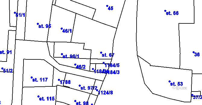 Parcela st. 67 v KÚ Čkyně, Katastrální mapa