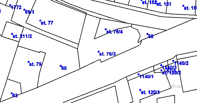 Parcela st. 76/3 v KÚ Čkyně, Katastrální mapa