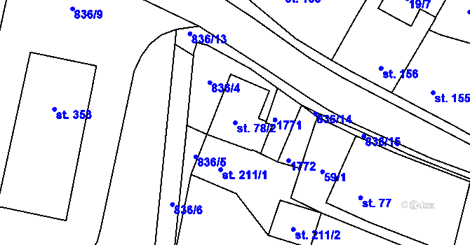 Parcela st. 78/2 v KÚ Čkyně, Katastrální mapa