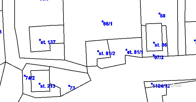 Parcela st. 81/2 v KÚ Čkyně, Katastrální mapa