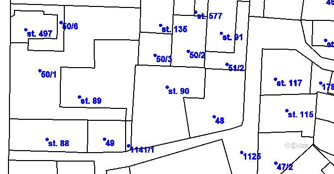 Parcela st. 90 v KÚ Čkyně, Katastrální mapa