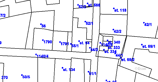 Parcela st. 94 v KÚ Čkyně, Katastrální mapa