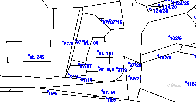 Parcela st. 107 v KÚ Čkyně, Katastrální mapa