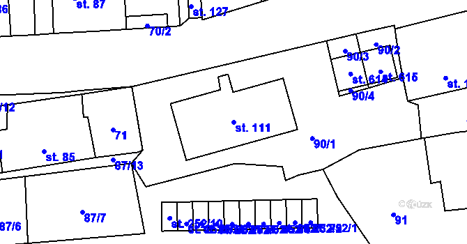 Parcela st. 111 v KÚ Čkyně, Katastrální mapa