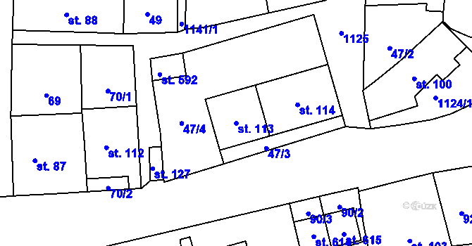Parcela st. 113 v KÚ Čkyně, Katastrální mapa