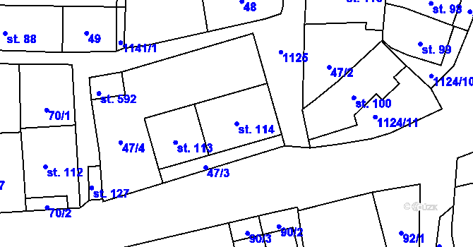 Parcela st. 114 v KÚ Čkyně, Katastrální mapa