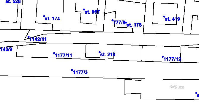 Parcela st. 218 v KÚ Čkyně, Katastrální mapa