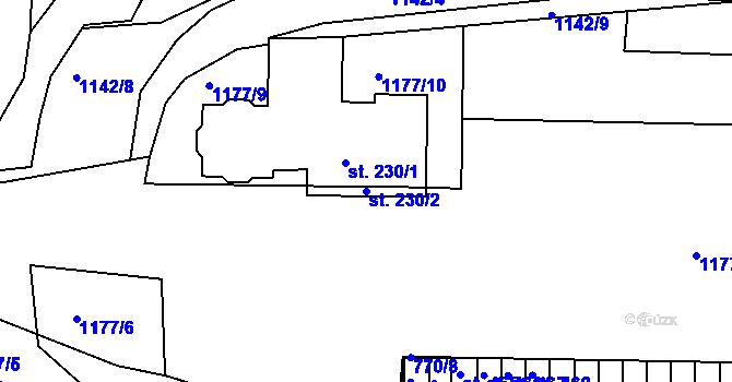 Parcela st. 230/2 v KÚ Čkyně, Katastrální mapa
