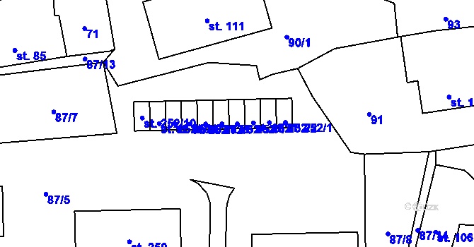 Parcela st. 252/4 v KÚ Čkyně, Katastrální mapa