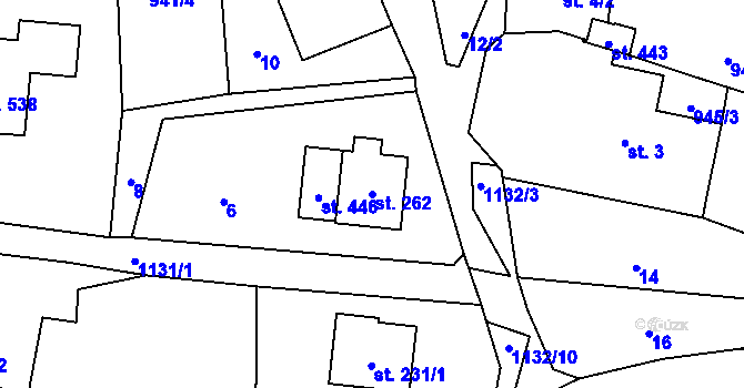 Parcela st. 262 v KÚ Čkyně, Katastrální mapa